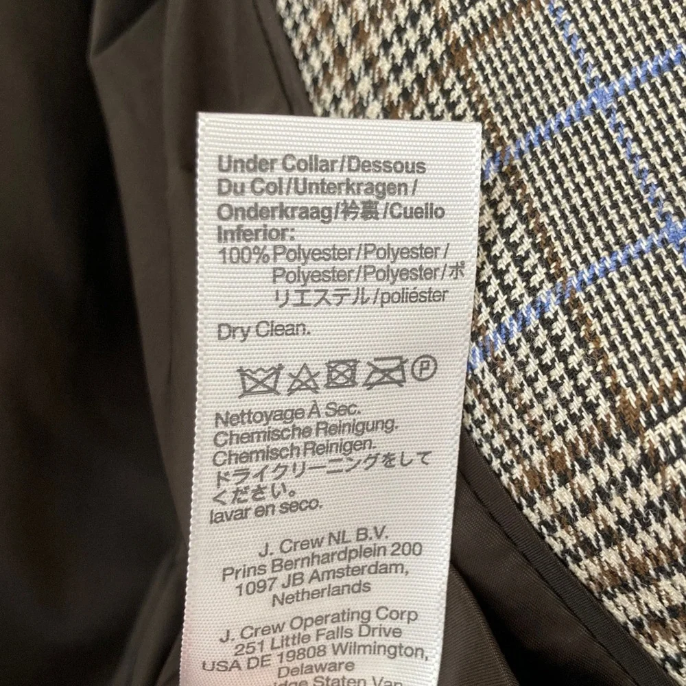 Madewell Italian Wool Fabric Houndstooth Plaid Blazer w/Contrast Felted Collar - Picture 16 of 16